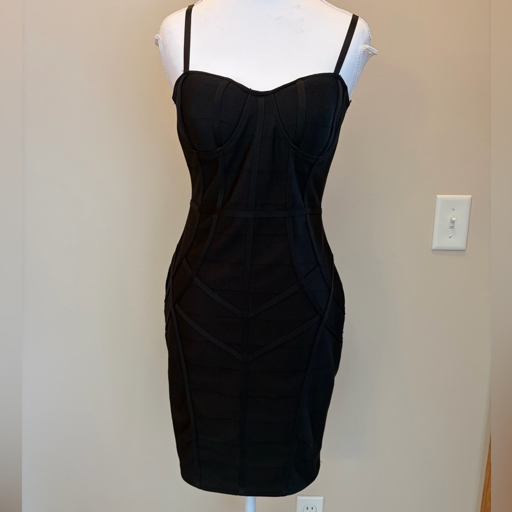 #441 Haute Sexy and Gorgeous Monde Black Strapless Bodycon Bustier Dress
